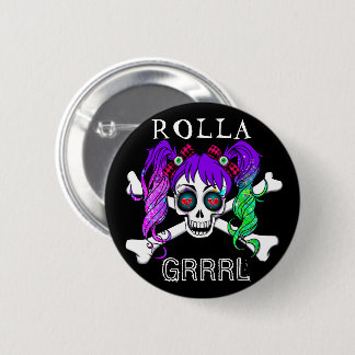 Rolla Grrrl Punk Rock Roller Derby Button Pin