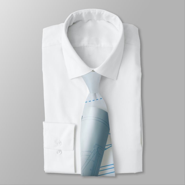 Rolled Blueprint Construction Home Repair Necktie (Tied)