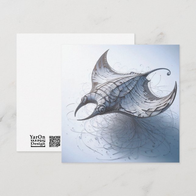 Rolled Magazine Paper Manta-Ray Greeting Card (Front/Back)