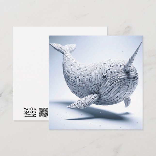 Rolled Magazine Paper Narwhal Greeting Card (Front/Back)