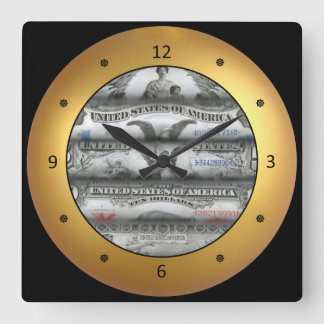 Rolled US Currency~Silver Certificates~Vintage~ Square Wall Clock