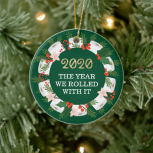 Rolled With It Funny Toilet Paper Christmas Wreath Ceramic Tree Decoration