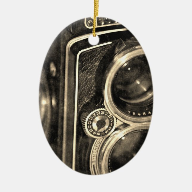Rolleiflex Camera Ceramic Tree Decoration (Front)