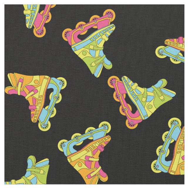 Roller Blades 90's Cute Skates Fabric (Close Up)