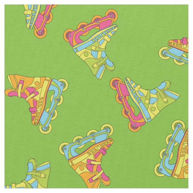 Roller Blades 90's Cute Skates Fabric (Close Up)
