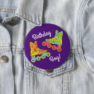 Roller Blades Skates Kids Birthday Party Skating 10 Cm Round Badge