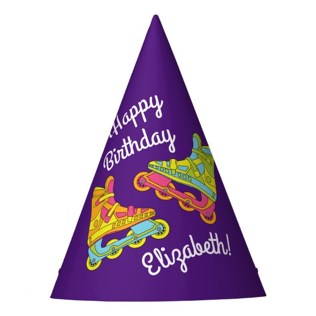 Roller Blades Skates Kids Birthday Party Skating Party Hat (Front)