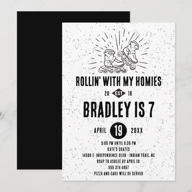 Roller Blading Birthday Party Invitation (Front/Back)