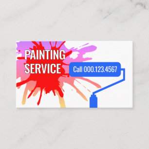 Roller Brush Painting Paint Splatter Business Card