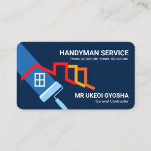 Roller Brush Painting Rooftop Contractor Business Card