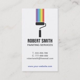 Roller Brush Rainbow Paint Vertical Business Card
