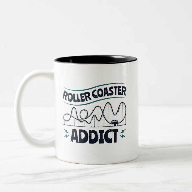 Roller Coaster Addict Two-Tone Coffee Mug (Left)