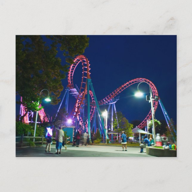 roller coaster amusement park postcard (Front)