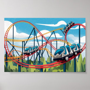 Roller coaster - amusement park poster