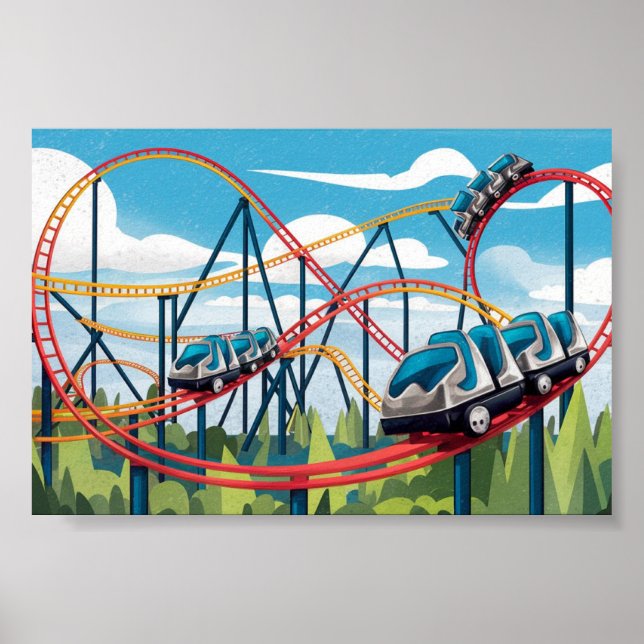 Roller coaster - amusement park poster (Front)