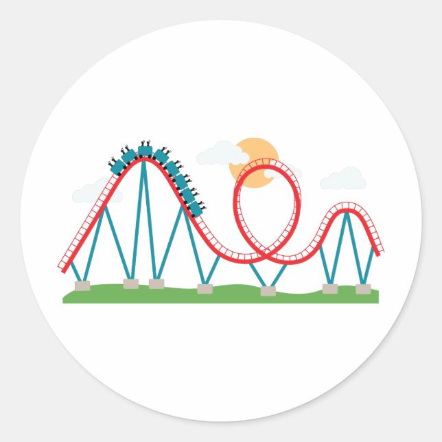Roller Coaster Classic Round Sticker (Front)