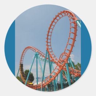 roller coaster classic round sticker