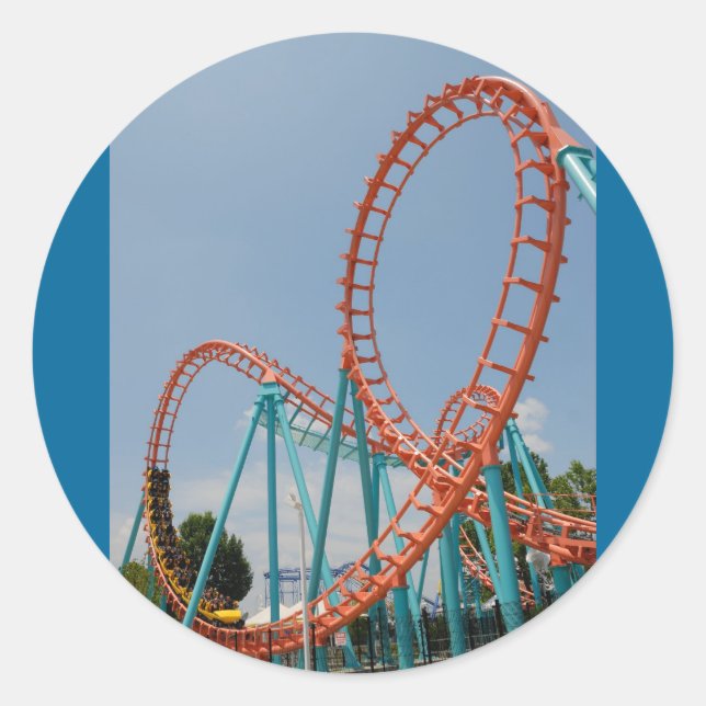 roller coaster classic round sticker (Front)