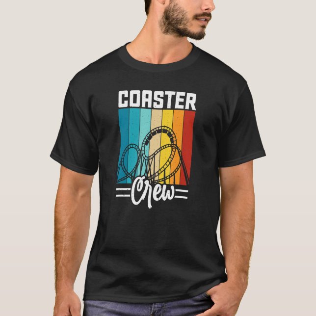 Roller Coaster Crew Retro Style Theme Park Amuseme T-Shirt (Front)