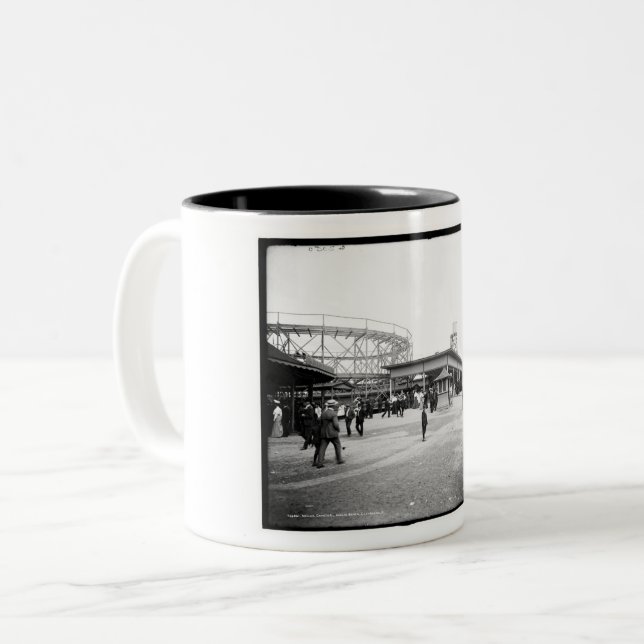 Roller Coaster, Euclid Beach, Cleveland, Ohio Two-Tone Coffee Mug (Front Left)