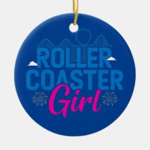 Roller Coaster Girl Amusement Theme Park Ride Ceramic Tree Decoration