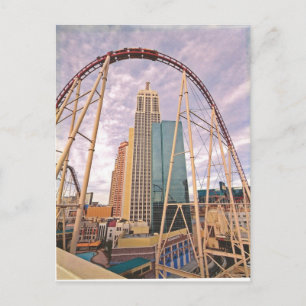 roller coaster NYNY Postcard