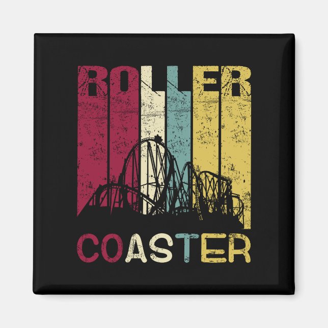Roller Coaster Retro Vintage Silhouette gift Magnet (Front)