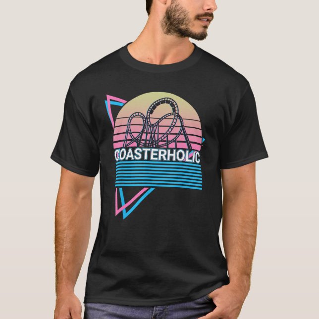 Roller Coaster Rollercoaster Retro Coasterholic T-Shirt (Front)