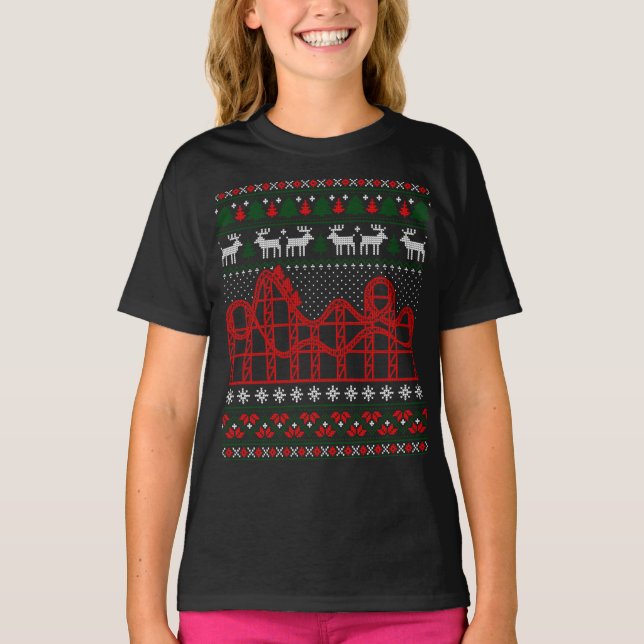 Roller Coaster Scene Ugly Christmas Sweater (Front)