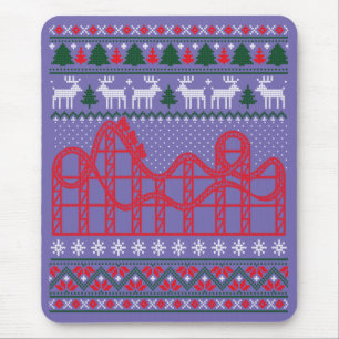 Roller Coaster Scene Ugly Christmas Sweater Mouse Mat