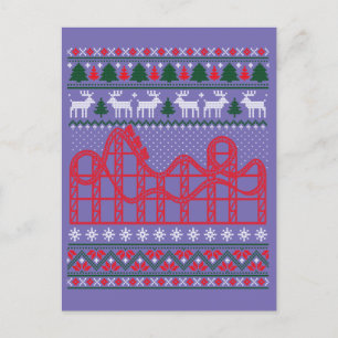 Roller Coaster Scene Ugly Christmas Sweater Postcard