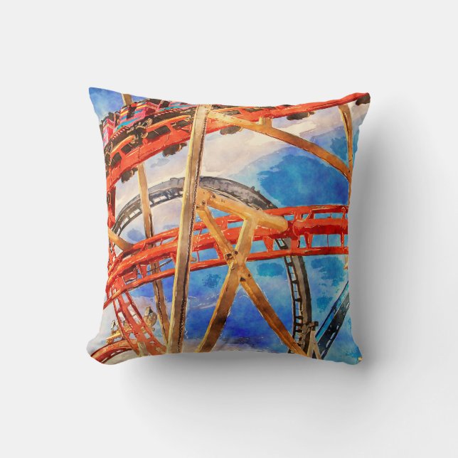 Roller coaster Throw Pillow (Front)