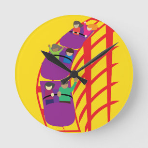 Roller Coaster Upclose Round Clock