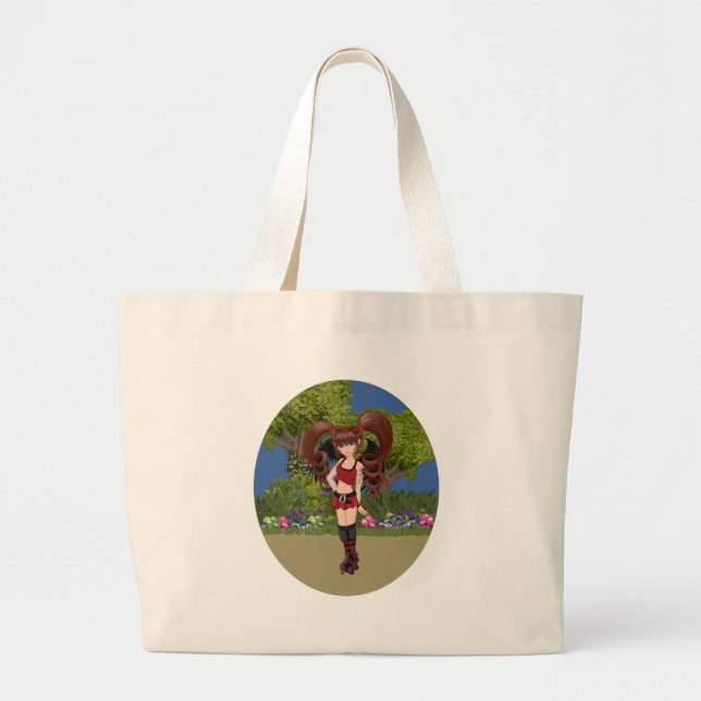 Roller Derby Anime Fairy Skating Large Tote Bag (Front)