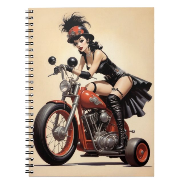 Roller Derby Biker Chick Notebook (Front)