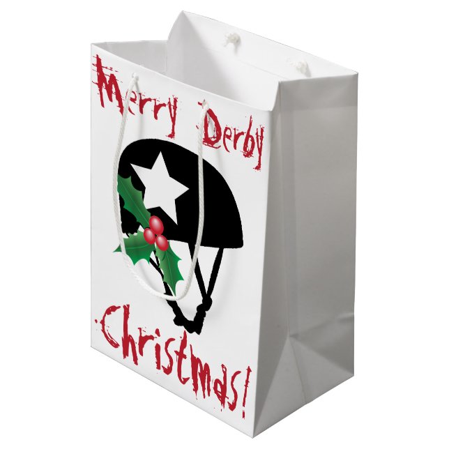 Roller Derby Christmas, Roller Skating Medium Gift Bag (Front Angled)