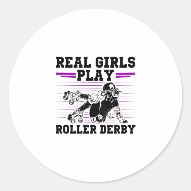 Roller Derby Girl Classic Round Sticker (Front)