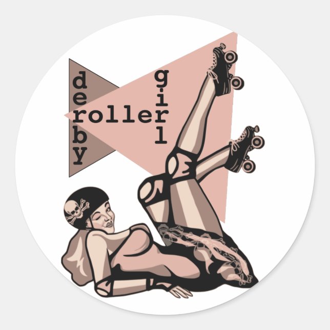 roller derby girl pin up classic round sticker (Front)