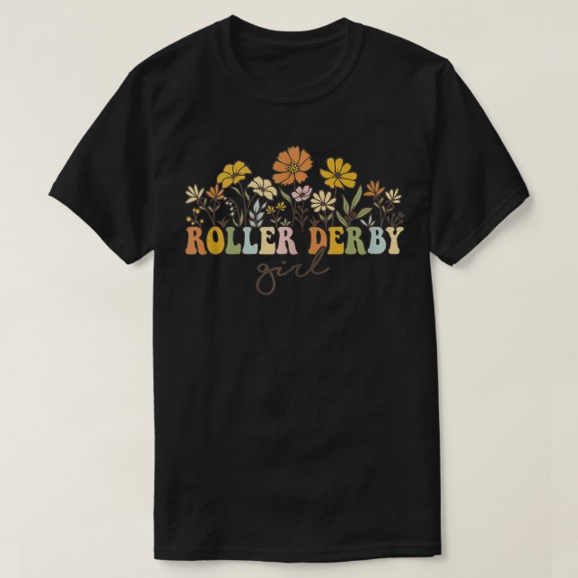 Roller Derby Girl Skater Jammer Blocker Hobbyist   T-Shirt (Design Front)