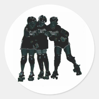 Roller Derby Girls Classic Round Sticker