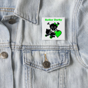 Roller Derby Heart (Green) 15 Cm Square Badge