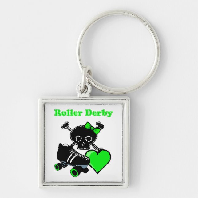 Roller Derby Heart (Green) Key Ring (Front)