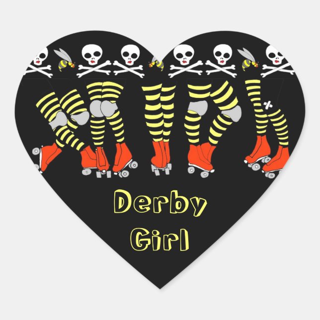 Roller Derby Heart Shaped Stickers (Front)