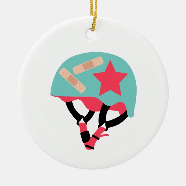 Roller Derby Helmet Ceramic Tree Decoration (Front)