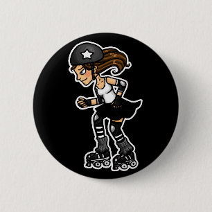 Roller Derby Jammer black and white 6 Cm Round Badge