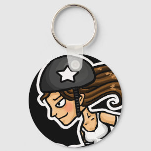 Roller Derby Jammer black and white Key Ring