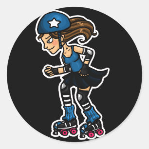 Roller Derby Jammer Classic Round Sticker