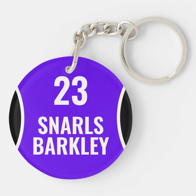 Roller Derby Logo Purple Black Team Name Uniform Key Ring (Back)