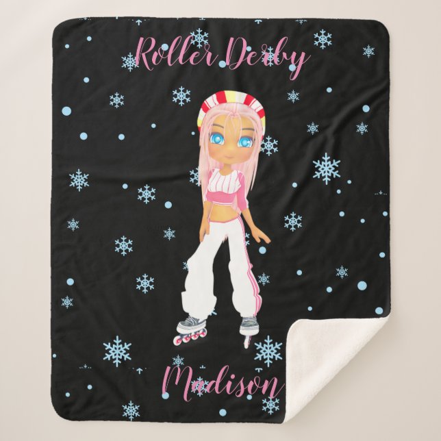 Roller Derby Personalised Sherpa Blanket (Front)