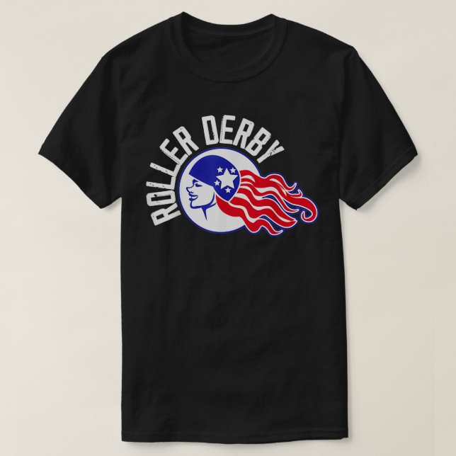 Roller Derby Player Flag US Skating Team  T-Shirt (Design Front)